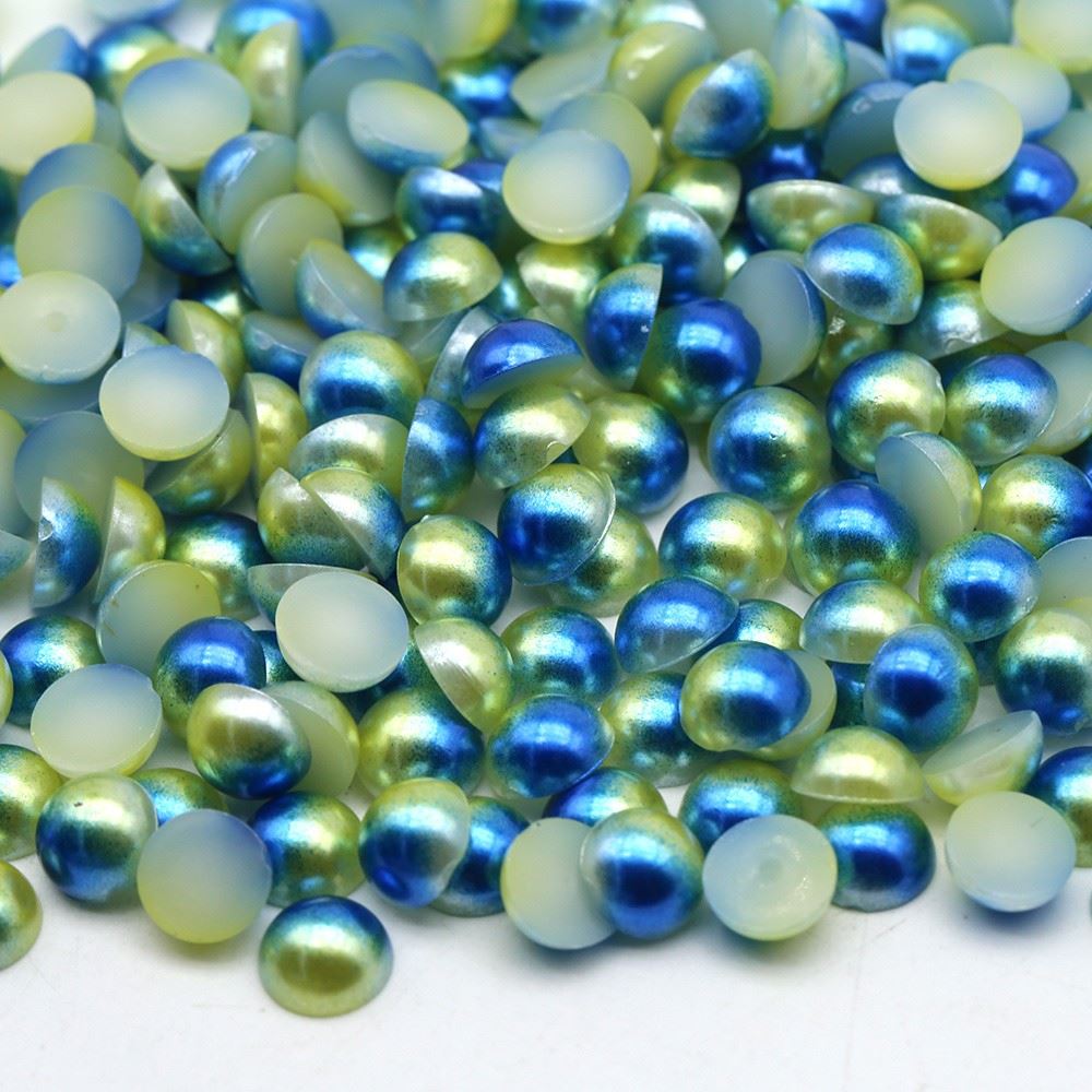 rainbow flatback pearls green