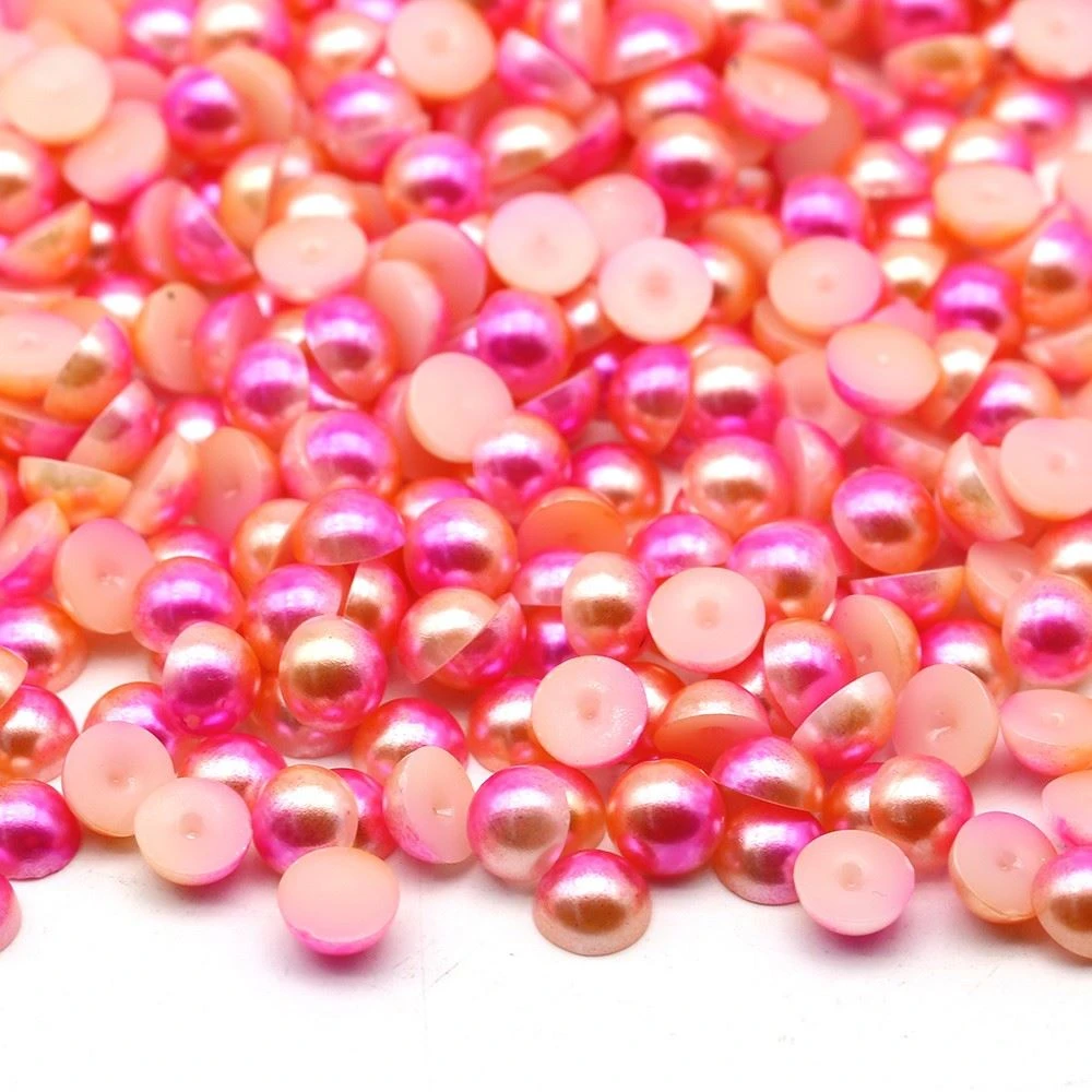 rainbow flatback pearls pink