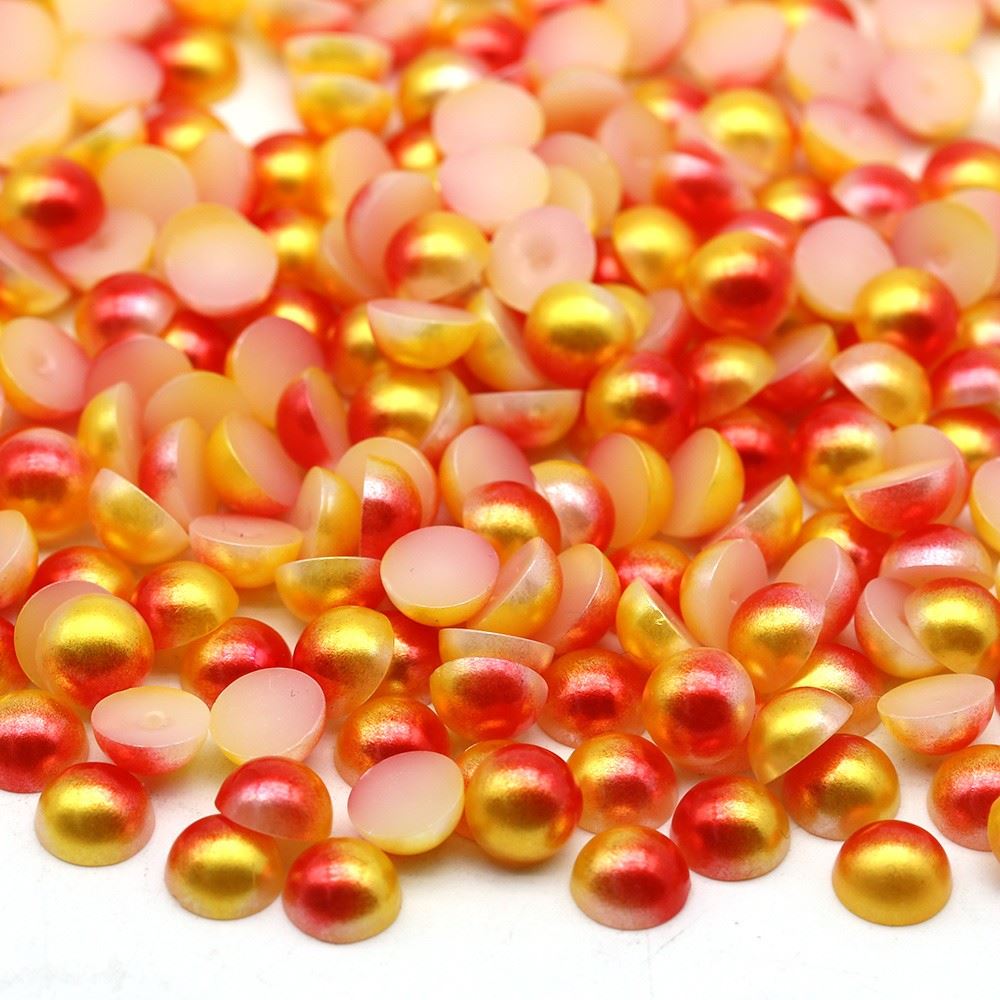 rainbow flatback pearls round